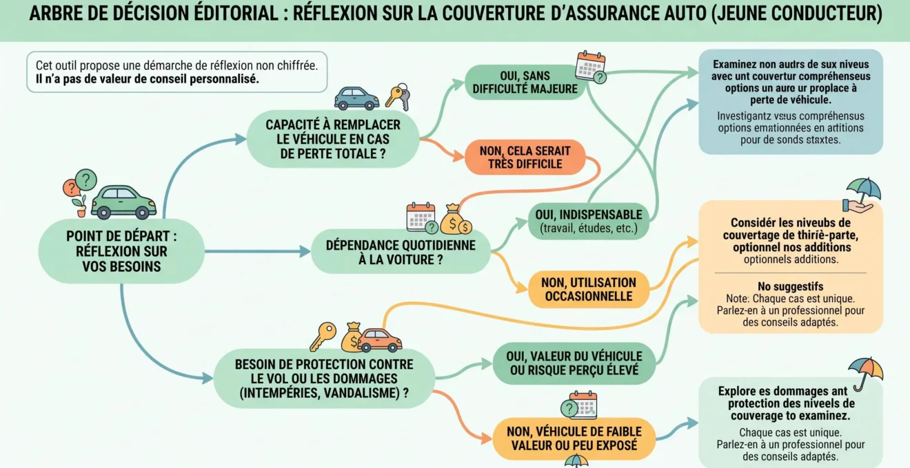 Arbre de décision pour choisir un niveau de couverture auto selon la valeur du véhicule et le budget
